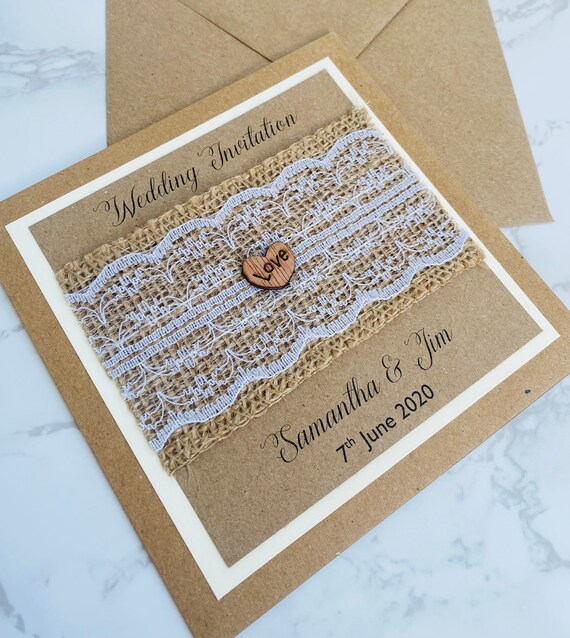 Beautiful Bespoke Rustic Wedding Invitations Brown Kraft With - Etsy UK