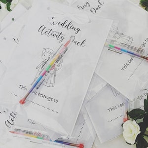 children’s wedding activity pack, different colour ribbon or twine, children’s favours wedding limited stock more pages with swap top crayon