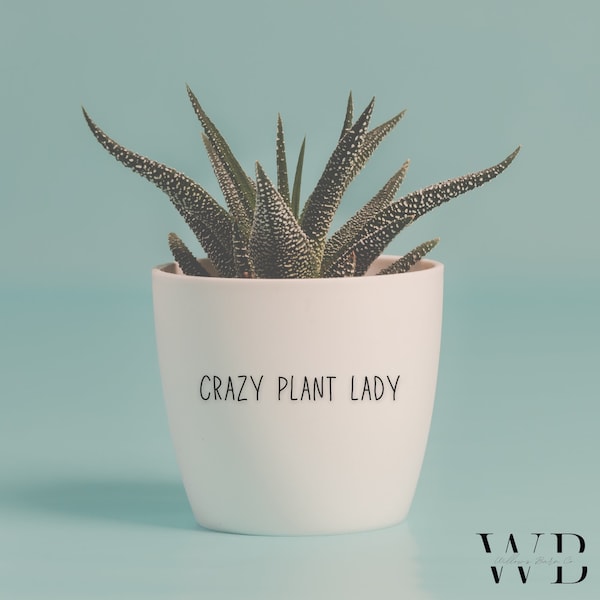 Punny Plant Decal Crazy Plant Lady,plant pun pots, plant pot decal, funny planter decals, gardener gift, gardening decals, plant pot sayings