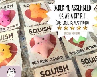 Squish Valentine Cards for Kids | Non Candy Classroom Valentines with Squishy Toy | Cute School Valentines | 4 Year Best Seller