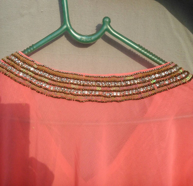 Sheer Silk Coral Caftan for beach |