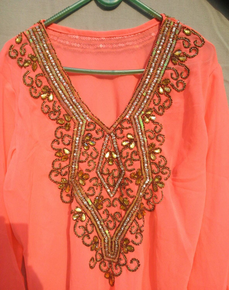 Sheer Silk Coral Caftan for beach |