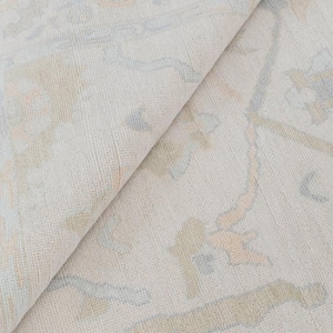 9x12 Pastel Oushak Wool Rug | Ivory Beige Hand Knotted Eco Friendly Rug | Soft Turkish Style Area Rug for Bedroom or Living Room office rug