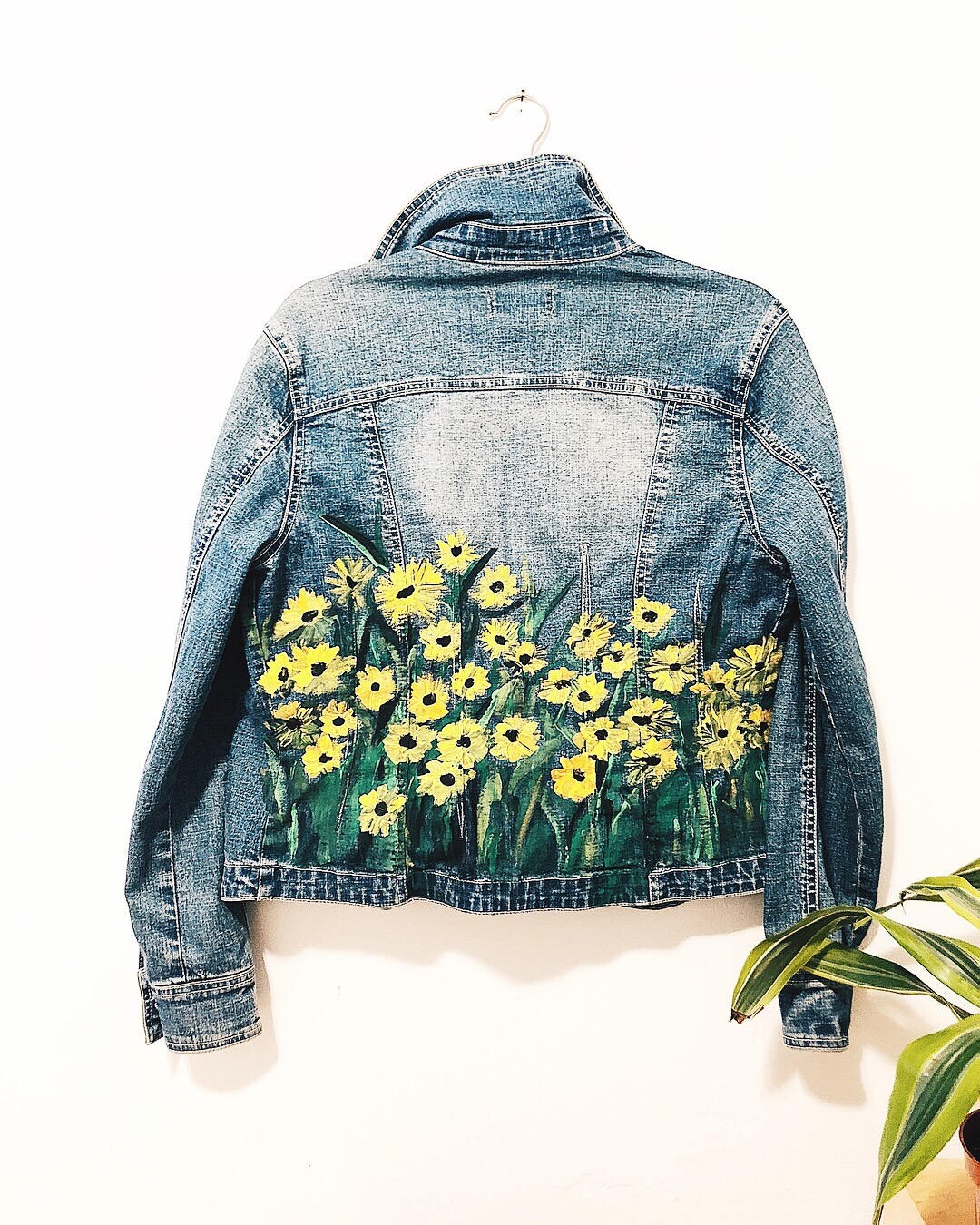 Handpainted Daisy Denim Jacket Etsy