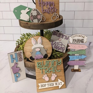 Custom Grandma Bunny Tiered Tray Decoration, Freestanding Rabbit Table