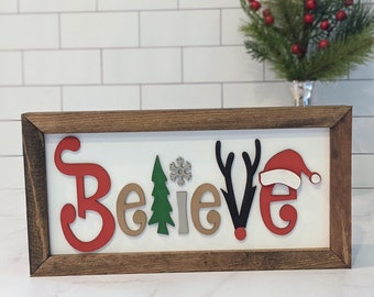 Believe Sign, Christmas Sign for Her, Christmas Décor, Mantle Decor, Christmas Gift, Believe Christmas Sign, Gift For Her, Christmas Gift