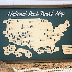 National Park Travel Map, All 63 Parks, US Wood Wall Art Home or Office Decor, Gift for Hiker, Anniversary Gift, Housewarming Gift For Her