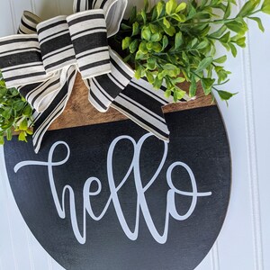 Hello Round Wood Door Sign | Farmhouse Porch Decor - Etsy
