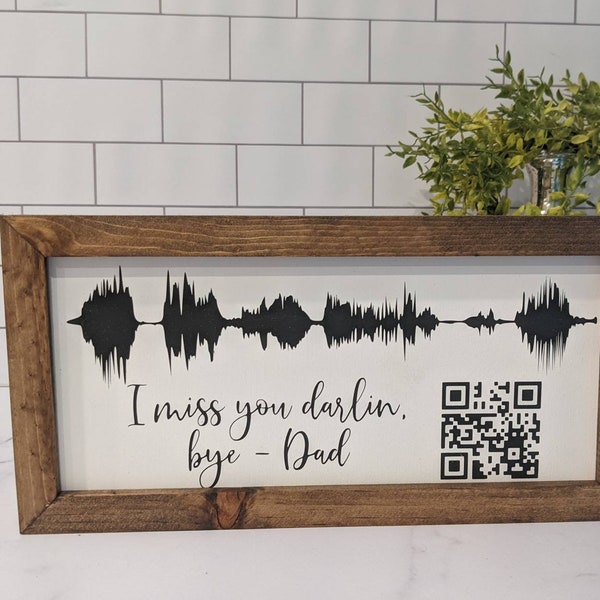 custom soundwave art with QR code, personalized sound wave art wood, sentimental gifts for daughter, voice recording keepsake, memorial gift