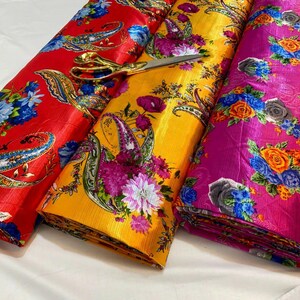 Soft 100% Polyester Crinkle Satin Floral-Paisley Dress/Crafts Fabric