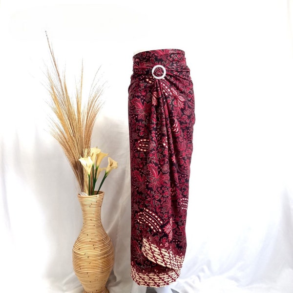 Javanese Batik Wrap Skirt | Sogan Cotton Sarong | Traditional Wedding Kebaya Skirt | Indonesian Maxi Dress | Bride Batik Skirt