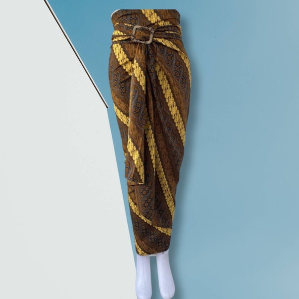 Jupe longue en batik indonésien | Mode printanière | Jupe portefeuille traditionnelle