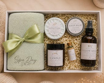 Luxury Spa Gift Box | Self-Care Relaxation Set, Lavender Candle, Pillow Sprays, Personalize Card