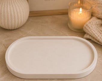 Handmade Minimalist Beige Trays Only | Neutral Vanity Catchall Bedside Organizer