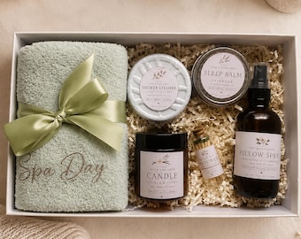 Luxury Spa Gift Box | Self-Care Relaxation Set, Lavender Candle, Pillow Sprays, Personalize Card