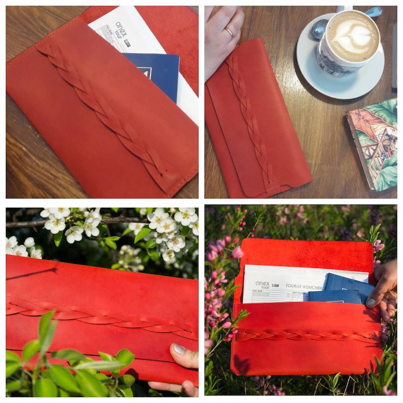 Travel clutch wallet with dragon image 100/% leather