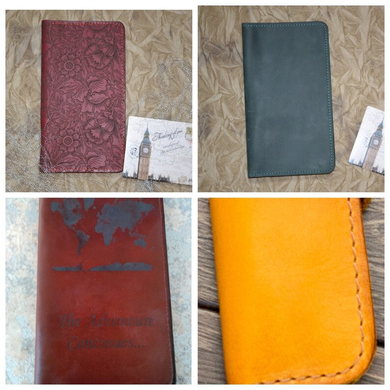 Travel clutch wallet with dragon image 100/% leather