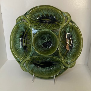 Mid Century Modern Wade of California Pottery Green Divided Dish