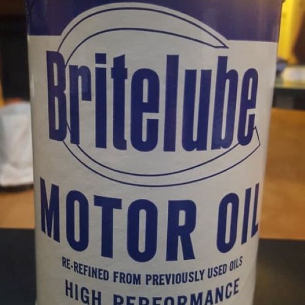 Vintage Late 1960s BRITELUBE Motor Oil Can BANK 1 Quart Davis Refining Florida FL (104hm)