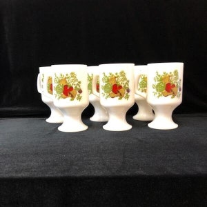 Vintage Federal Pedestal Mugs, Spice of Life, Mushroom Mugs Set (ember)