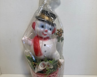 Vintage Soft Blow Mold Dancing Snowman Centerpiece - NOS- Hong Kong [beesme]