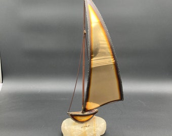 Vintage Brutalist Brass DeMott Signed Sailboat