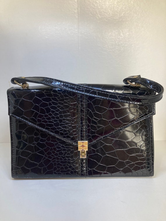 Vintage 60s Jaclyn USA Patent Leather Faux Reptile