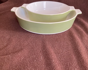 Set of 2 Corning Ware Green Casserole Dishes