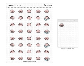 Cute Brain Expressions Icons (ST-183) - 1 Sticker Sheet // For Planners and Scrapbooking