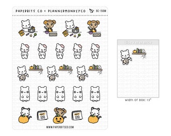 Bear Character - PMCxPBC Cute Halloween Activities (BC-156) - 1 Sticker Sheet // For Planners and Bullet Journals