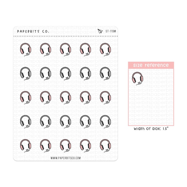 Cute Headphone Icons (ST-119) - 1 Sticker Sheet // For Planners and Bullet Journals