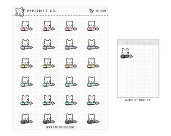 Bear Character - Cute Pastel Calligraphy Pen Icons (BC-165) - 1 Sticker Sheet // For Planners and Bullet Journals