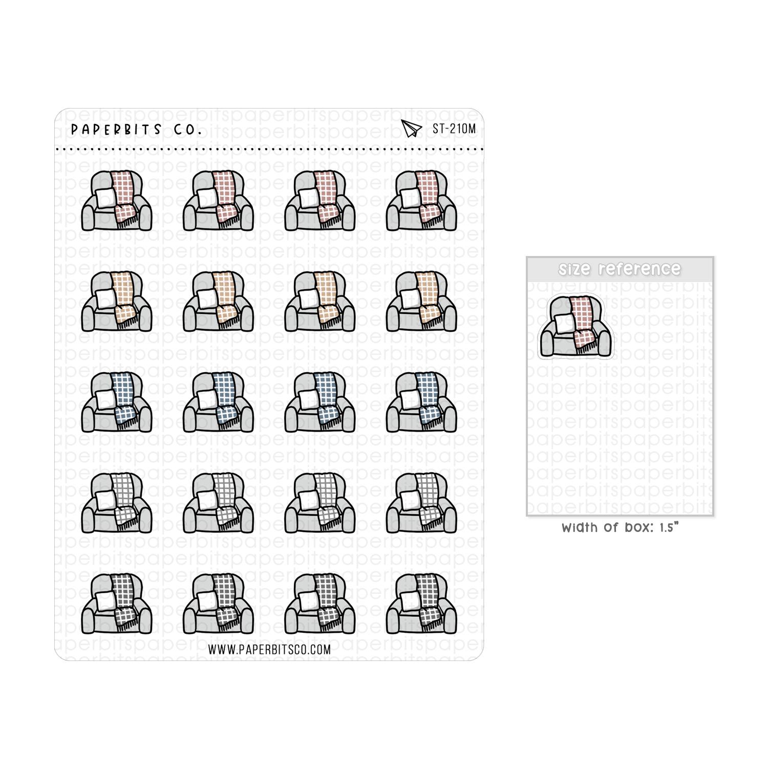 Sticker For Couch Cute Cozy Couch Icons (ST-210) - 1 Sticker Sheet // for Planners and ...