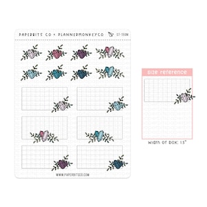 May include: A sheet of stickers featuring various crystal designs with floral accents. The stickers are arranged in a grid pattern with a size reference box. The text "ST-159M" and "Width of box: 1.5" are included on the sheet.