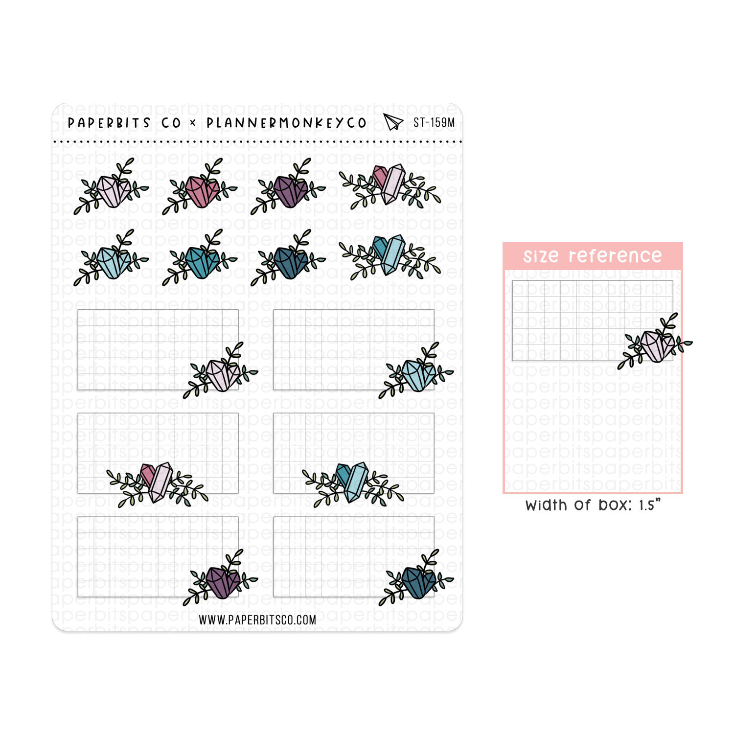 Pbxpmc - Celestial Botanical Crystal Notepad Icon Stickers (ST-159) - 1 ...
