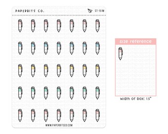 Niedliche Pastel Stationery Pen Icons (ST-151) - 1 Sticker Bogen // Für Planer und Bullet Journals