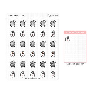 ショッピングカート/食料品ショッピングアイコン (ST-133、ST-134、ST-135) - ステッカーシート 1 枚 // プランナーとバレットジャーナル用