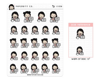 Girl Character - Working on Laptop/Working from Home (JC-003) - 1 Sticker Sheet