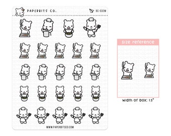 Bear Character - Cooking Time (BC-032) - 1 Sticker Sheet // For Planners and Bullet Journals