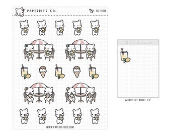 Bear Character - Summer Lemonade and Ice Cream (BC-150) - 1 Sticker Sheet // For Planners and Bullet Journals