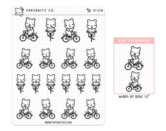 Bear Character - Bicycling (BC-031) - 1 Sticker Sheet // For Planners and Bullet Journals