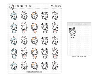 Bear Character - Animal Onesies (BC-147) - 1 Sticker Sheet // For Planners and Bullet Journals