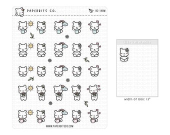 Bear Character - Inner Peace (BC-148) - 1 Sticker Sheet // For Planners and Bullet Journals