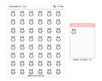 Cute Bunny Expressions Icons (ST-036) - 1 Sticker Sheet // For Planners and Bullet Journals