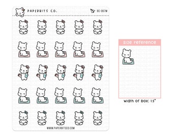 Bear Character - Yoga/Meditation (BC-067) - 1 Sticker Sheet // For Planners and Bullet Journals