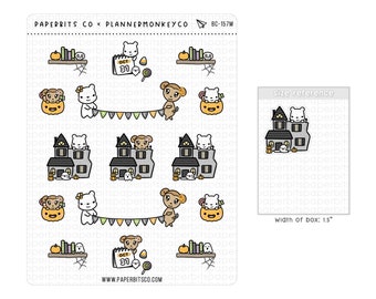 Bear Character - PMCxPBC Cute Halloween Day (BC-157) - 1 Sticker Sheet // For Planners and Bullet Journals