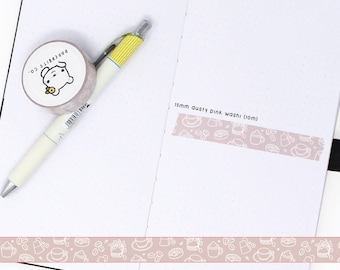 Washi Tape - 15mm - PBCxPMC Dusty Pink Café Line Art (WS-027)