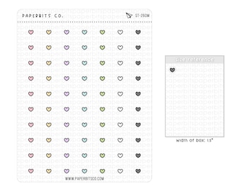 Cute Pastel Heart Bullet Icons (ST-260) - 1 Sticker Sheet // For Planners and Bullet Journals