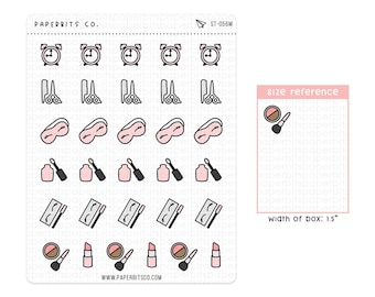 Icônes de beauté mignonnes (ST-056) - 1 feuille d'autocollants//pour les agendas et les Bullet Journals