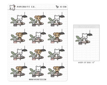 PBCxPMC - Bere caffè/tè al bar (BC-133) - 1 foglio di adesivi // Per pianificatori e bullet journal